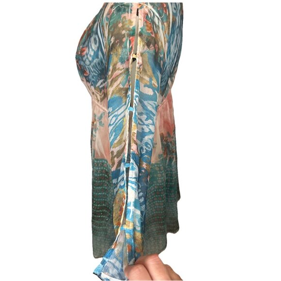 S Twelve Semi Sheer Blingy Dress Cover Up Y2K Gauzy Boho Beach Gypsy Fairy Sz L - Picture 8 of 12